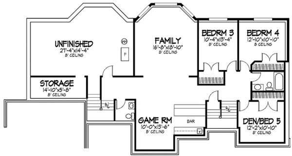 Architectural House Design - Country Floor Plan - Lower Floor Plan #320-1045