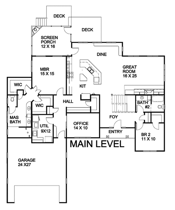 Architectural House Design - Ranch Floor Plan - Main Floor Plan #939-13