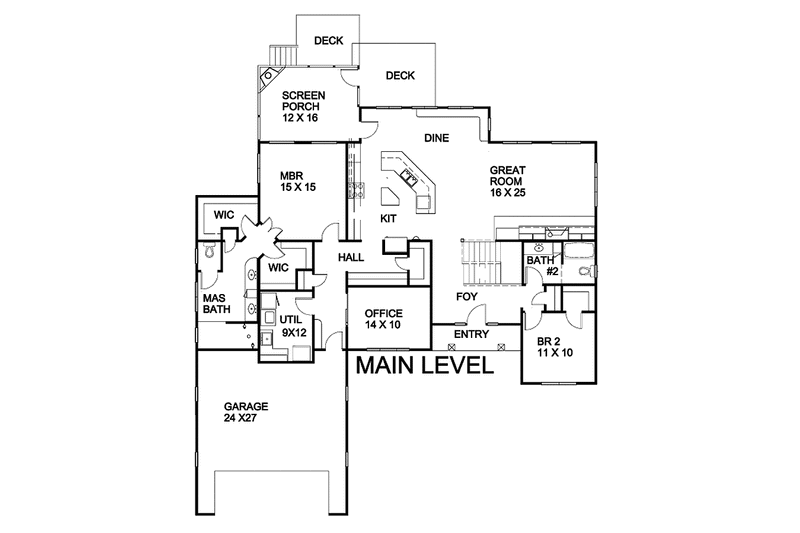 Architectural House Design - Floor Plan - Main Floor for Ranch House Plan #939-13 - 4 bed, 4 bath