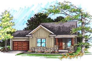 Ranch Exterior - Front Elevation Plan #70-1018