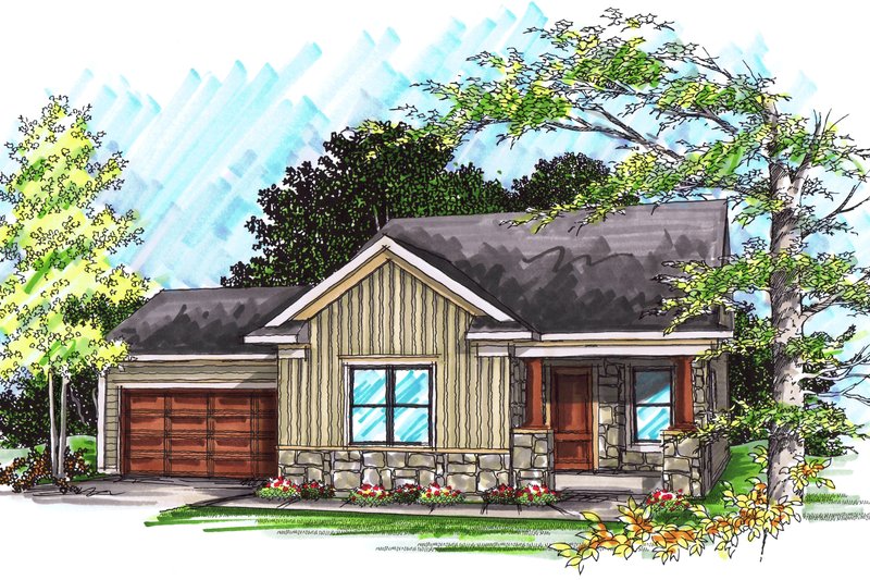 Dream House Plan - Ranch Exterior - Front Elevation Plan #70-1018