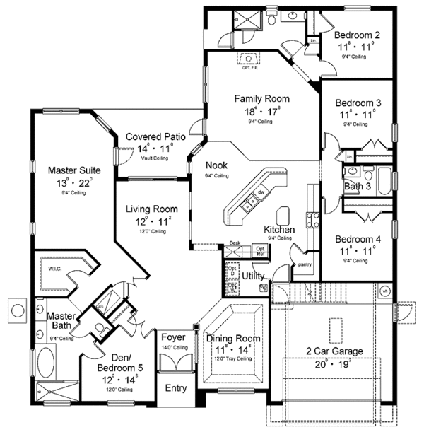 House Design - Mediterranean Floor Plan - Main Floor Plan #1015-18