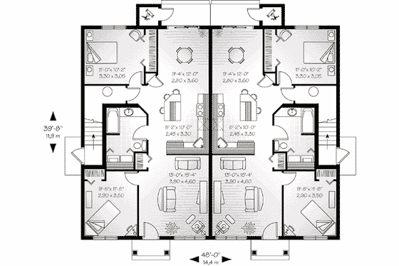 Floor Plan - Main Floor for Southern House Plan #23-516 - 2 bed, 1 bath