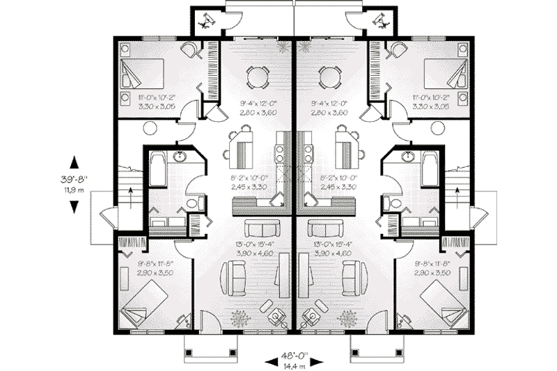 Home Plan - Floor Plan - Main Floor for Southern House Plan #23-516 - 2 bed, 1 bath