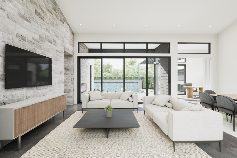 House Blueprint - Interior - Family Room 1 for Modern House Plan #1087-2 - 3 bed, 2.5 bath