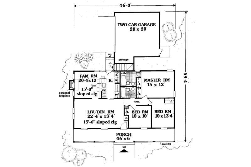 Dream House Plan - Floor Plan - Main Floor for Country House Plan #3-324 - 3 bed, 2 bath