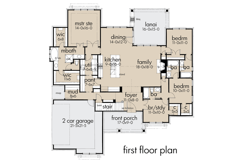 Architectural House Design - Floor Plan - Main Floor for Farmhouse House Plan #120-259 - 4 bed, 4 bath