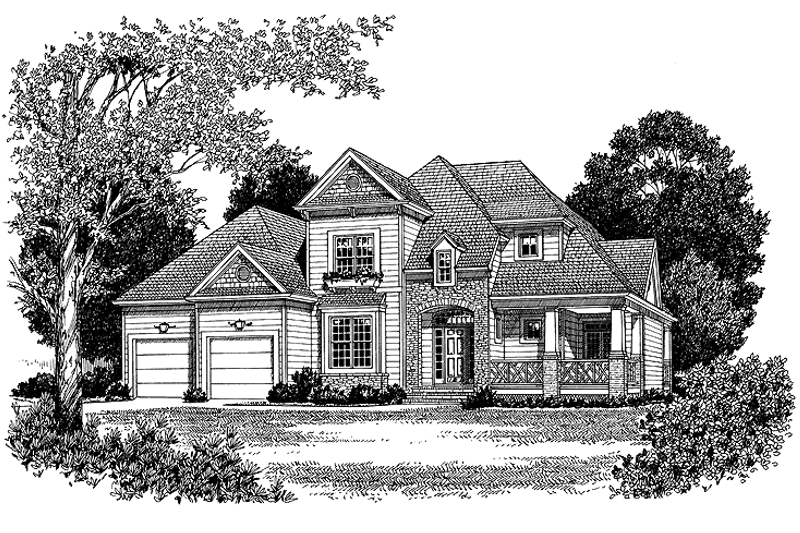 House Blueprint - Exterior - Front Elevation 3 for Country House Plan #453-217 - 3 bed, 3.5 bath