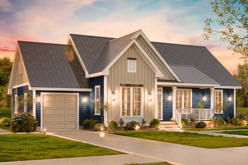 House Blueprint - Exterior - Front Elevation 5 for Bungalow House Plan #54-686 - 2 bed, 3 bath