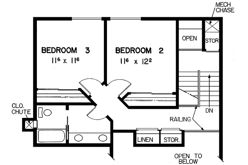 Home Plan - Floor Plan - Upper Floor for Contemporary House Plan #60-827 - 3 bed, 2.5 bath