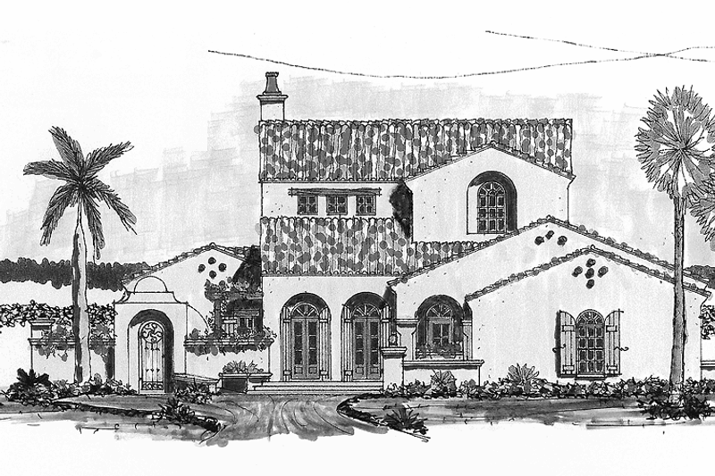 Architectural House Design - Mediterranean Exterior - Front Elevation Plan #76-123