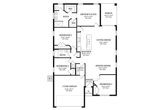 Floor Plan - Main Floor for Mediterranean House Plan #1058-55 - 4 bed, 2 bath