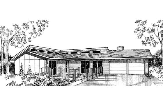 Exterior - Front Elevation 3 for Country House Plan #60-937 - 2 bed, 3 bath