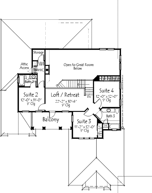 Dream House Plan - Country Floor Plan - Upper Floor Plan #1007-62