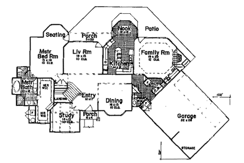 Architectural House Design - Floor Plan - Main Floor for Traditional House Plan #52-128 - 4 bed, 3.5 bath