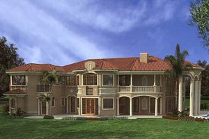 Exterior - Rear Elevation for Mediterranean House Plan #420-197 - 7 bed, 8.5 bath