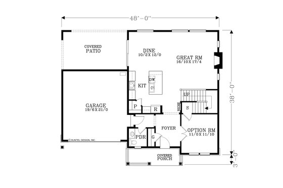 Floor Plan - Main Floor for Craftsman House Plan #53-610 - 4 bed, 2.5 bath