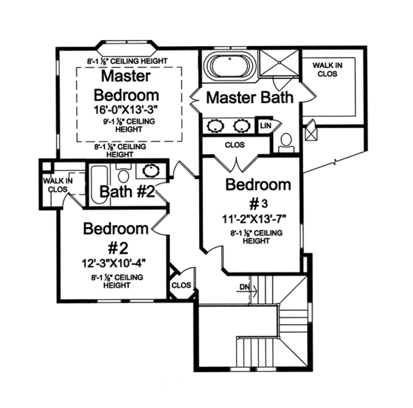 Architectural House Design - Traditional Floor Plan - Upper Floor Plan #46-846