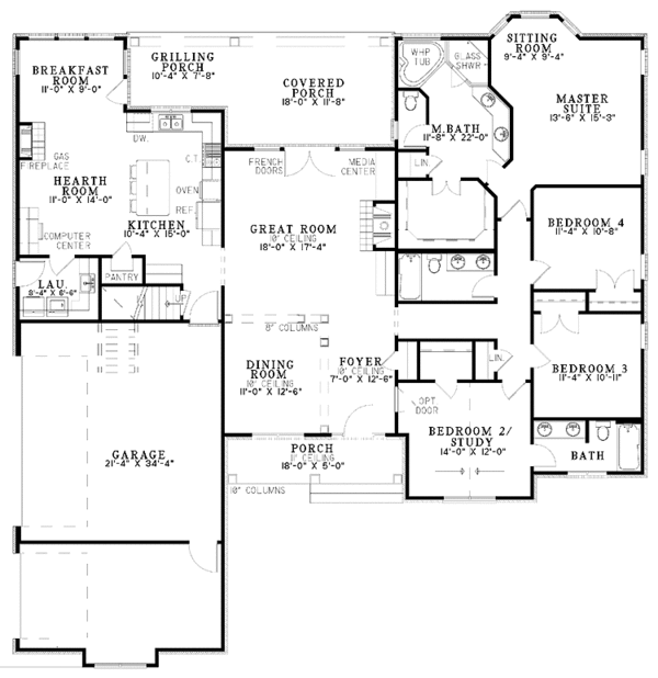 House Design - Country Floor Plan - Main Floor Plan #17-2717