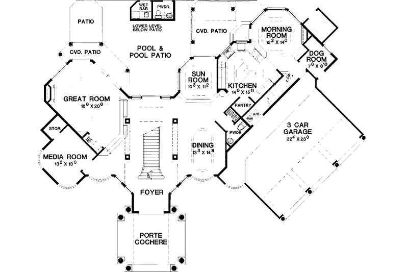 Dream House Plan - Floor Plan - Main Floor for Contemporary House Plan #472-213 - 3 bed, 4 bath