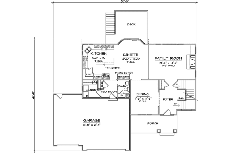 Home Plan - Floor Plan - Main Floor for Prairie House Plan #981-15 - 3 bed, 2.5 bath