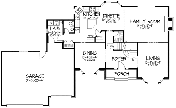 Home Plan - Tudor Floor Plan - Main Floor Plan #51-909