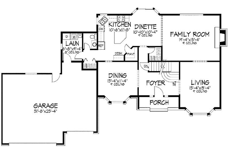 Home Plan - Floor Plan - Main Floor for Tudor House Plan #51-909 - 3 bed, 2.5 bath