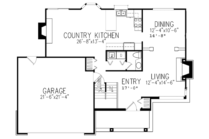 Architectural House Design - Floor Plan - Main Floor for Contemporary House Plan #320-677 - 3 bed, 2.5 bath