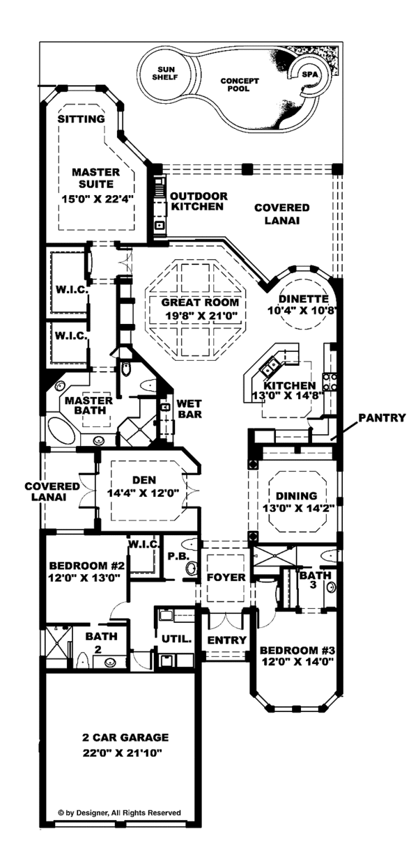 Architectural House Design - Mediterranean Floor Plan - Main Floor Plan #1017-87