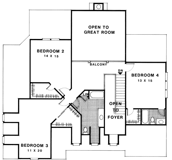 Dream House Plan - Southern Floor Plan - Upper Floor Plan #56-207