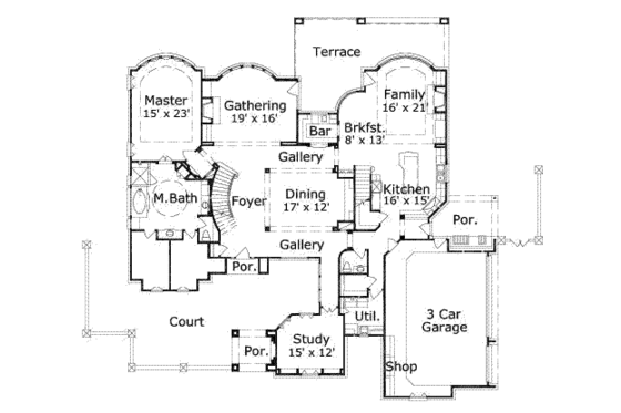 Floor Plan - Main Floor for Traditional House Plan #411-125 - 5 bed, 4.5 bath
