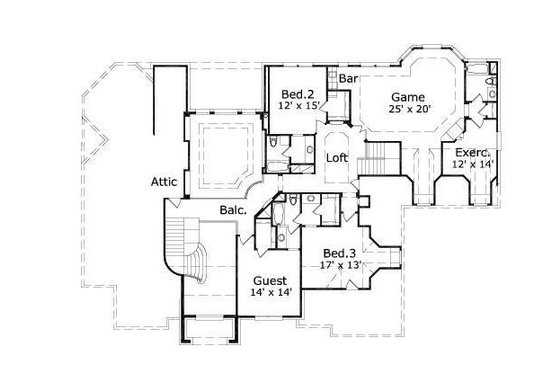 Floor Plan - Upper Floor for European House Plan #411-497 - 4 bed, 4.5 bath