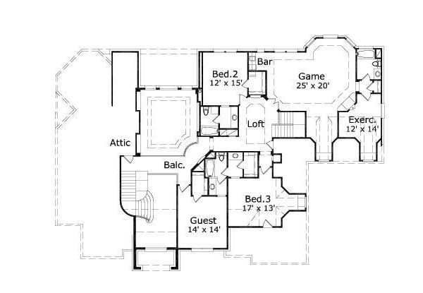 European Floor Plan - Upper Floor Plan #411-497