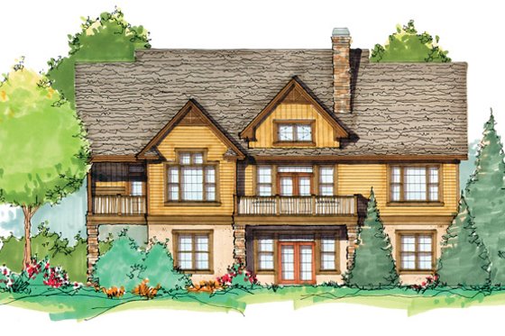 Exterior - Rear Elevation for Craftsman House Plan #929-936 - 4 bed, 4 bath
