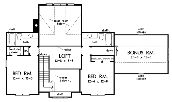 Classical Floor Plan - Upper Floor Plan #929-686