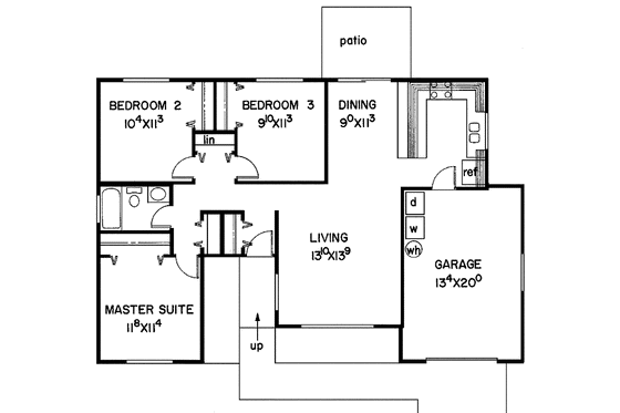 Floor Plan - Main Floor for Contemporary House Plan #60-756 - 3 bed, 1 bath
