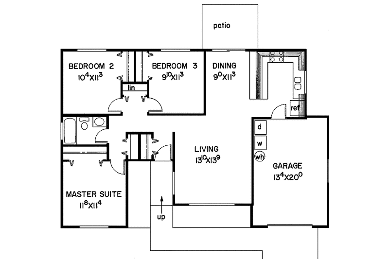 Dream House Plan - Floor Plan - Main Floor for Contemporary House Plan #60-756 - 3 bed, 1 bath