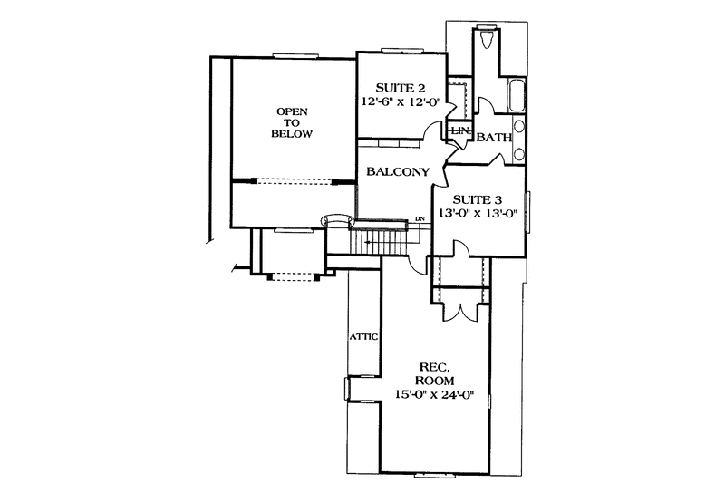 Architectural House Design - Floor Plan - Upper Floor for Traditional House Plan #453-220 - 3 bed, 2.5 bath