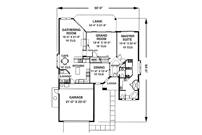 Home Plan - Floor Plan - Main Floor for Mediterranean House Plan #1007-31 - 4 bed, 2.5 bath