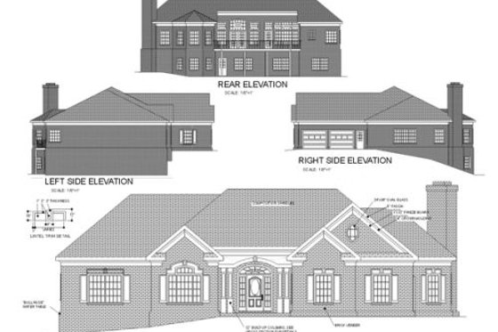Exterior - Rear Elevation for Southern House Plan #56-198 - 3 bed, 2.5 bath