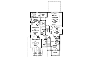Floor Plan - Upper Floor for Traditional House Plan #46-445 - 4 bed, 3.5 bath