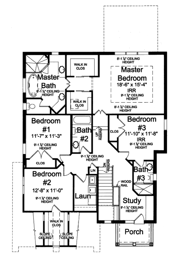 Traditional Floor Plan - Upper Floor Plan #46-445
