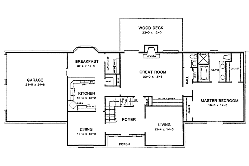 Home Plan - Floor Plan - Main Floor for European House Plan #10-266 - 3 bed, 2.5 bath