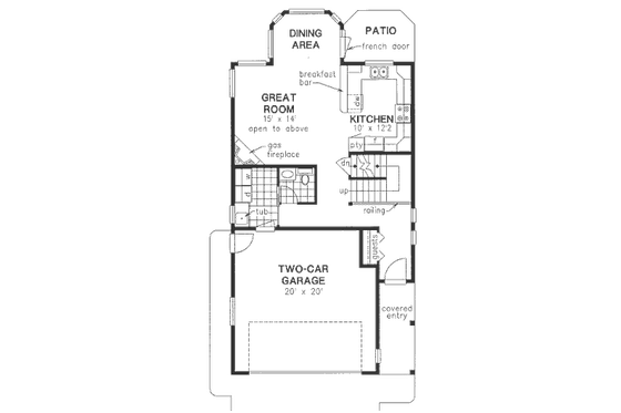 Floor Plan - Main Floor for Traditional House Plan #18-4254 - 3 bed, 3 bath