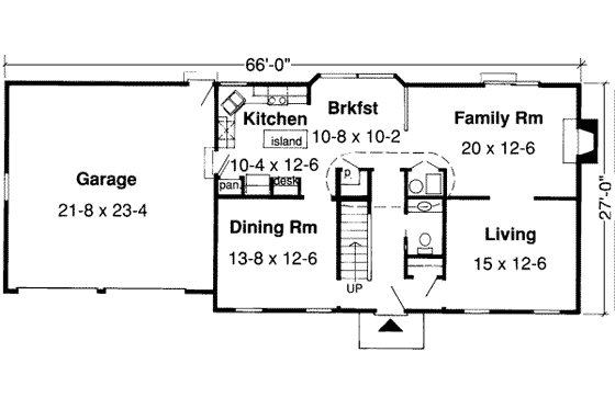 Floor Plan - Main Floor for Colonial House Plan #312-436 - 4 bed, 2.5 bath