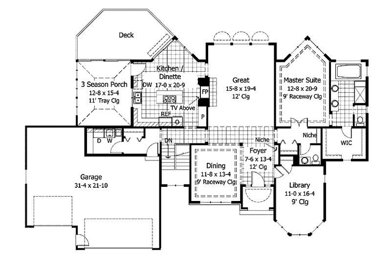 Dream House Plan - Floor Plan - Main Floor for Country House Plan #51-779 - 3 bed, 3.5 bath