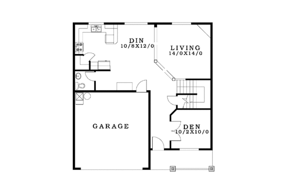 Floor Plan - Main Floor for Craftsman House Plan #943-24 - 3 bed, 2.5 bath