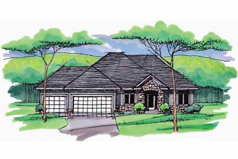 Home Plan - Exterior - Front Elevation 3 for European House Plan #51-965 - 1 bed, 1.5 bath