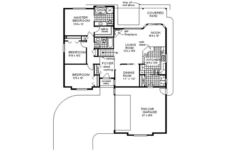 House Blueprint - Floor Plan - Main Floor for Traditional House Plan #18-199 - 3 bed, 2 bath