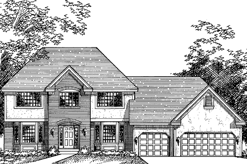 House Blueprint - Exterior - Front Elevation 3 for European House Plan #51-896 - 3 bed, 2.5 bath
